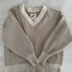 Merie Beige and Brown Striped Sweater